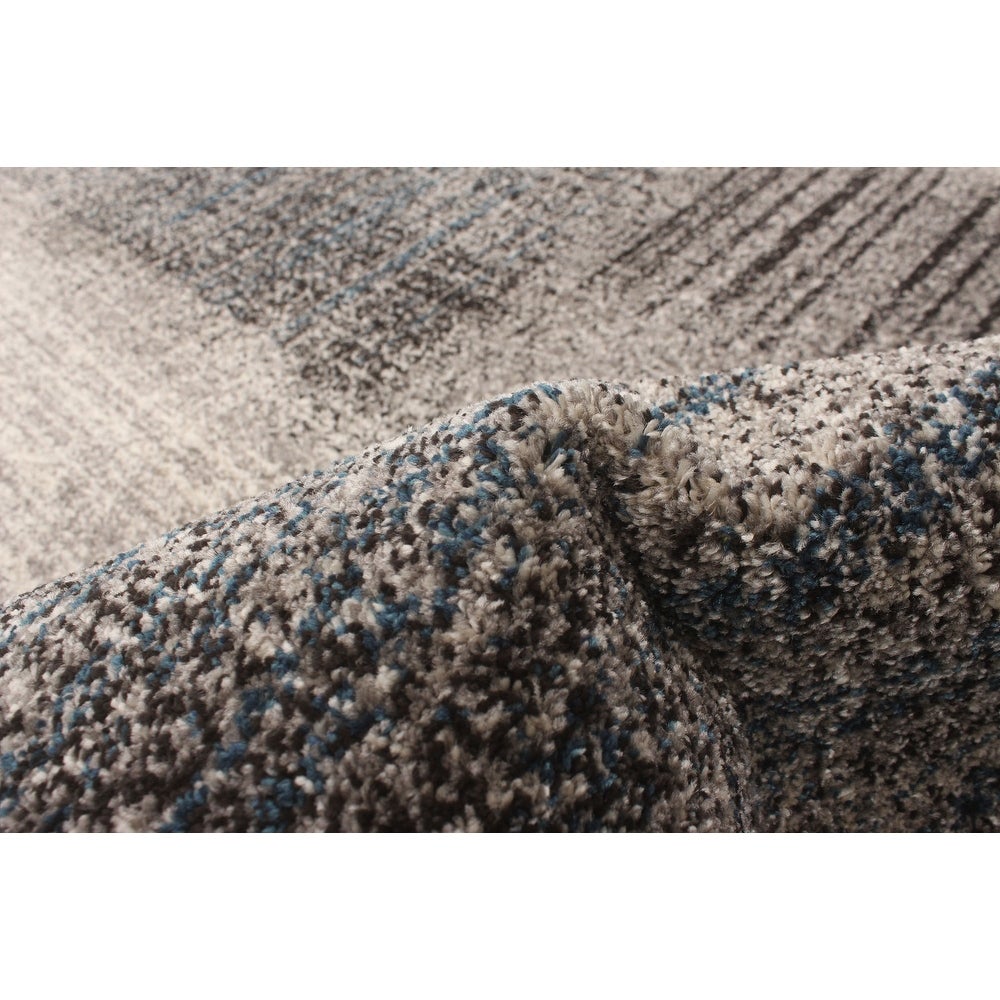 Grey Blue Casual Soft Rug