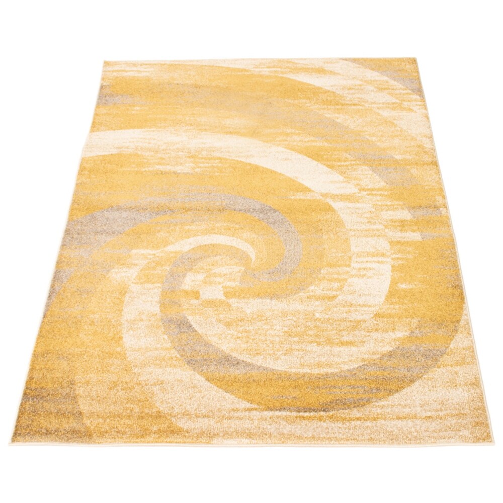 Abstract Ivory Brown Casual Soft Rug