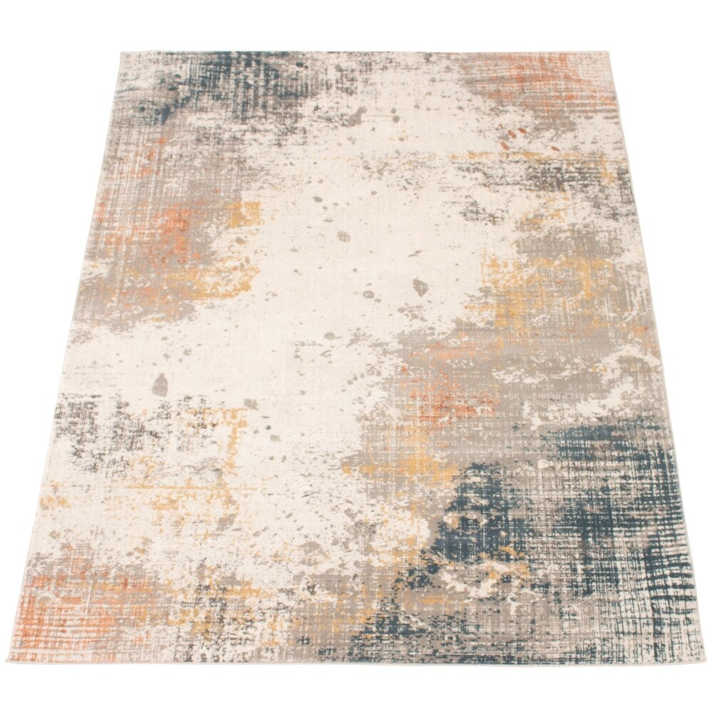 Abstract Light Grey Multi Casual Soft Rug