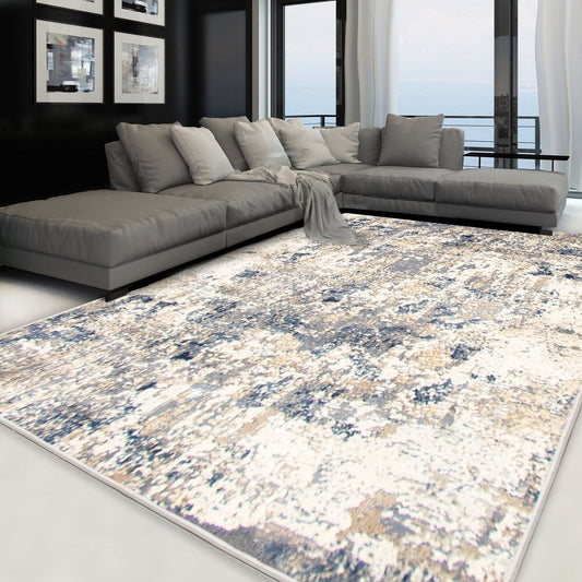 Dark Navy Ivory Eclipse Casual Soft Rug