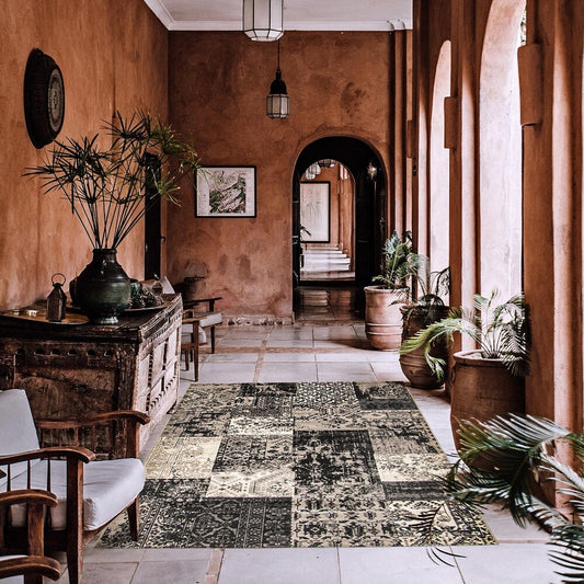 Patchwork Blue Bohemian & Eclectic Soft Rug