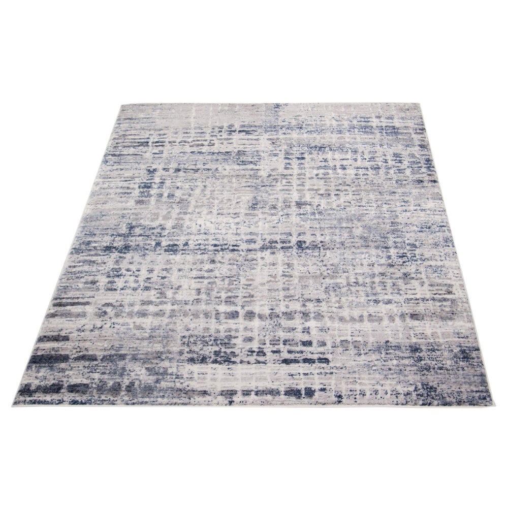 Grey Light Blue Evra Casual Soft Rug