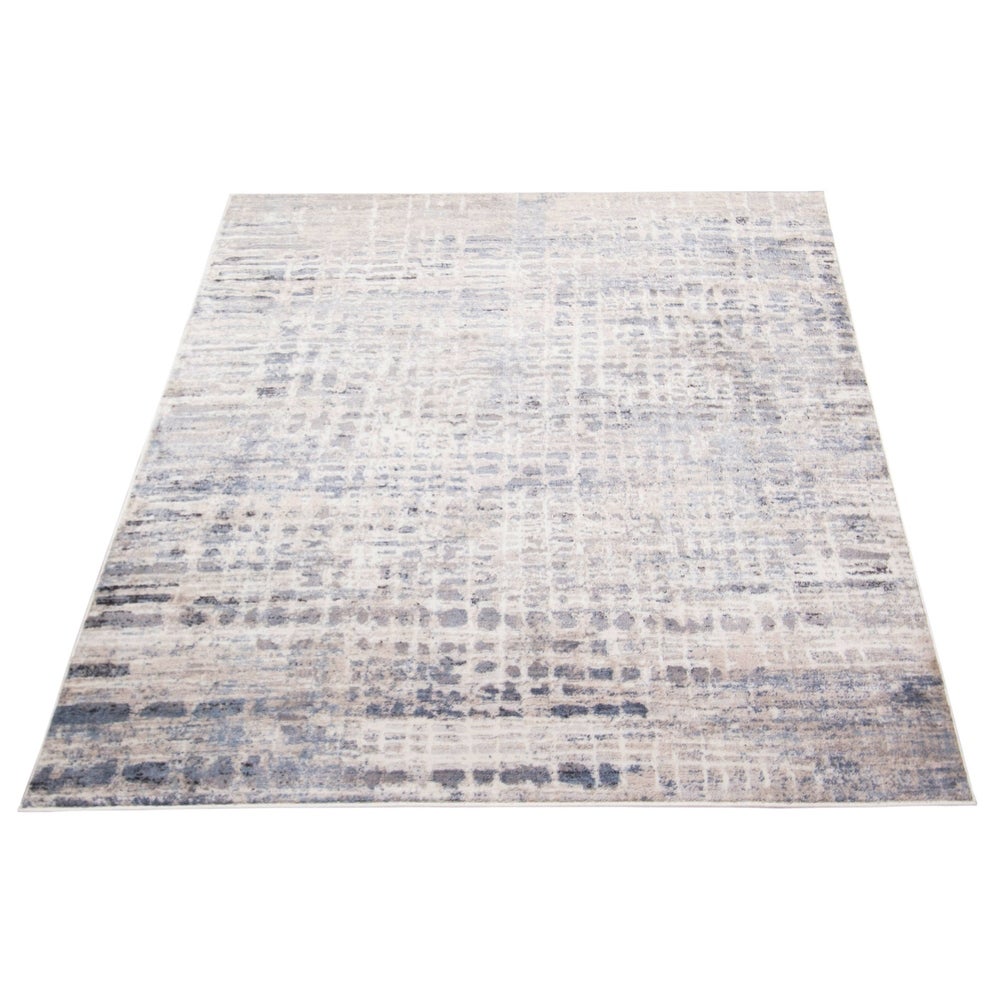 Grey Light Blue Evra Casual Soft Rug