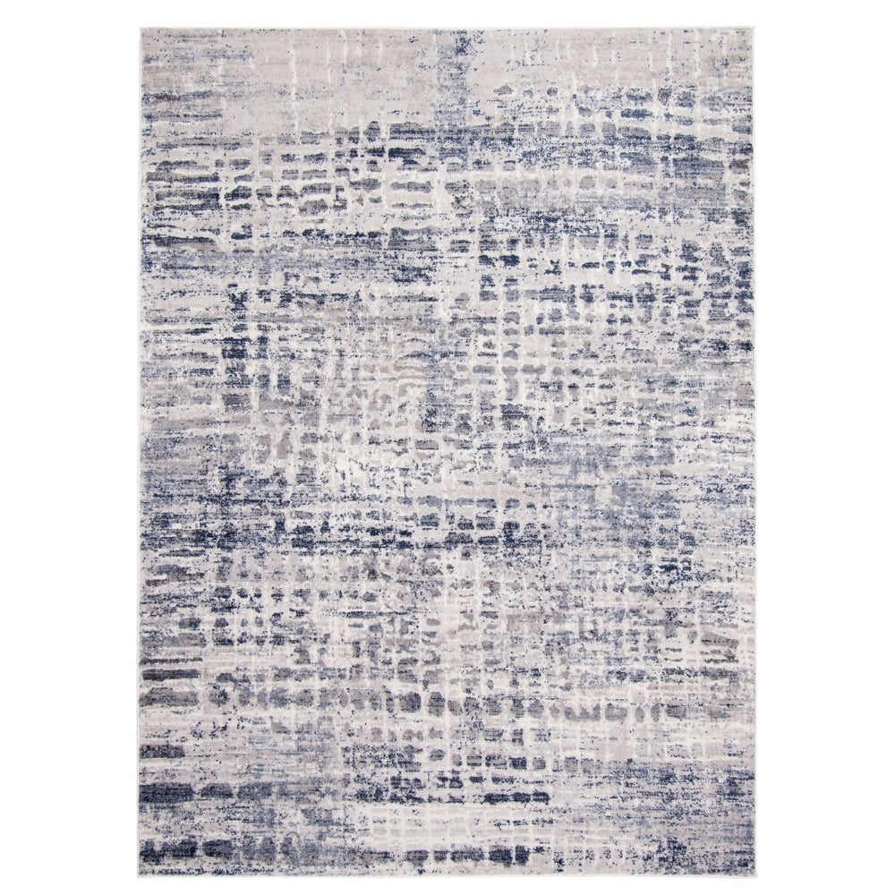 Grey Light Blue Evra Casual Soft Rug