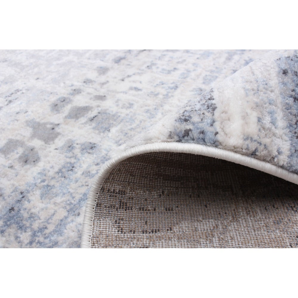 Grey Light Blue Evra Casual Soft Rug