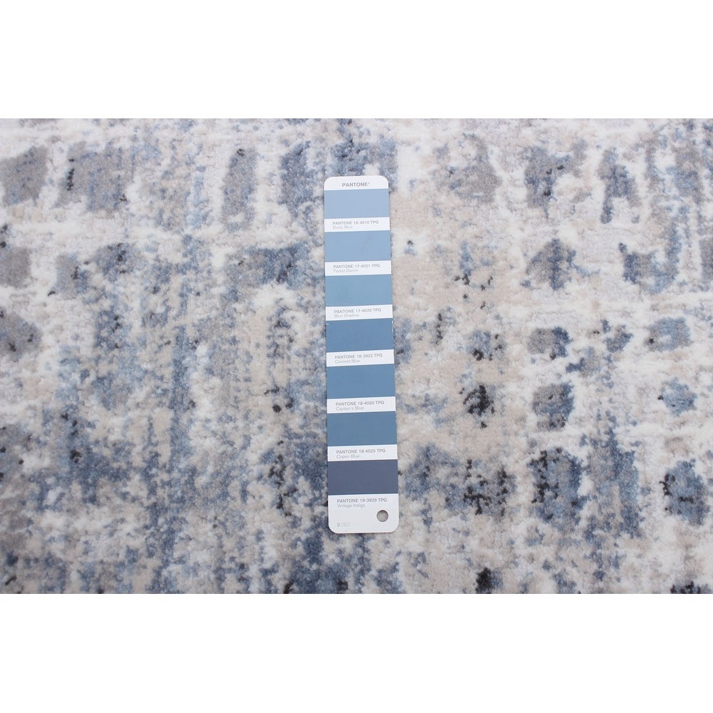 Grey Light Blue Evra Casual Soft Rug