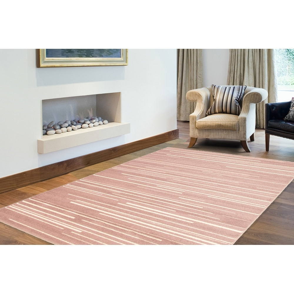 Cream Silver Stripes Fika Casual Soft Rug