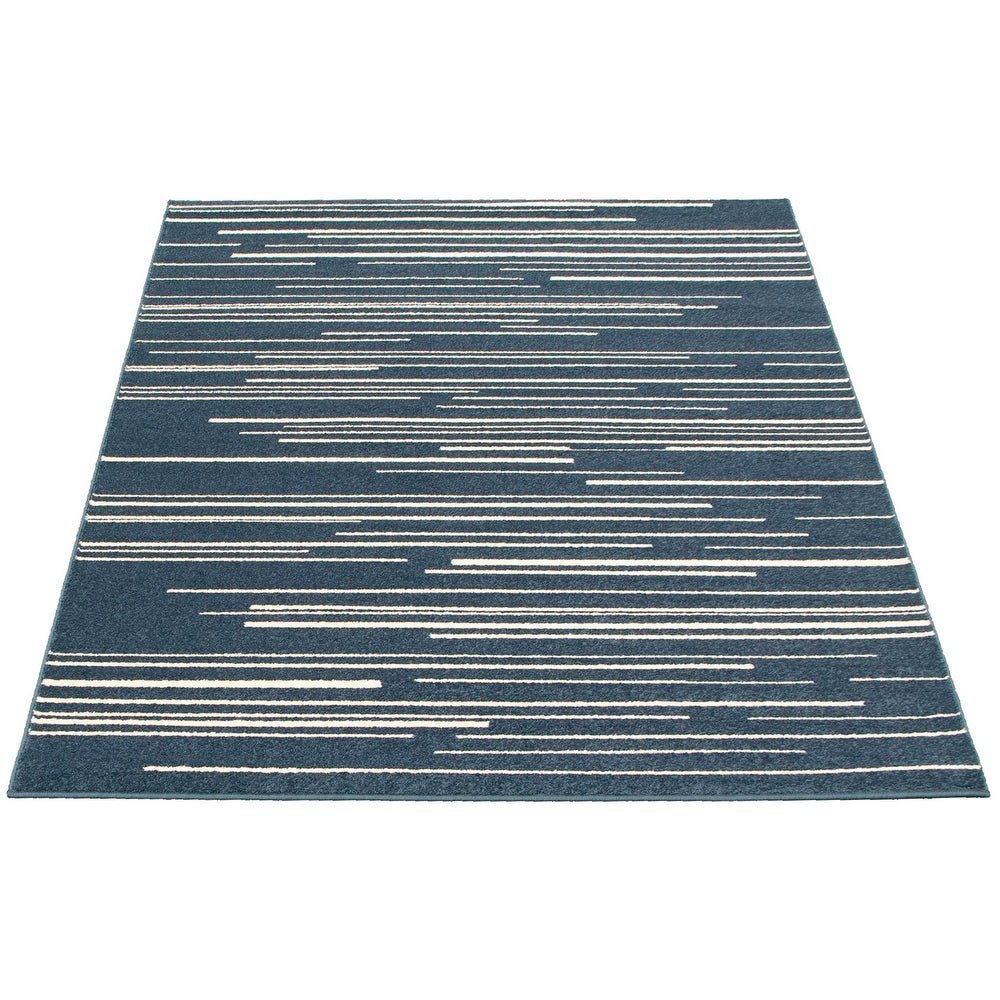 Cream Silver Stripes Fika Casual Soft Rug