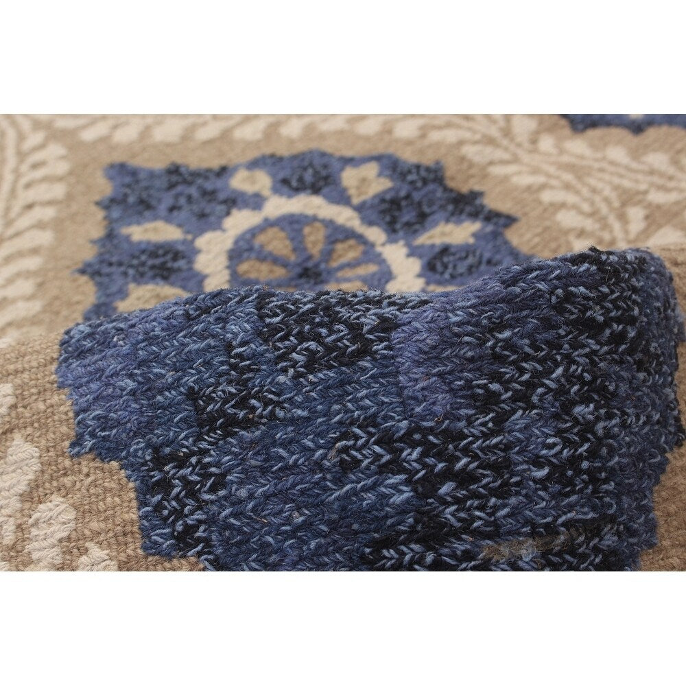 Anne Hathaway Collection Flat-weave Tamar II Blue Wool Sumak rug