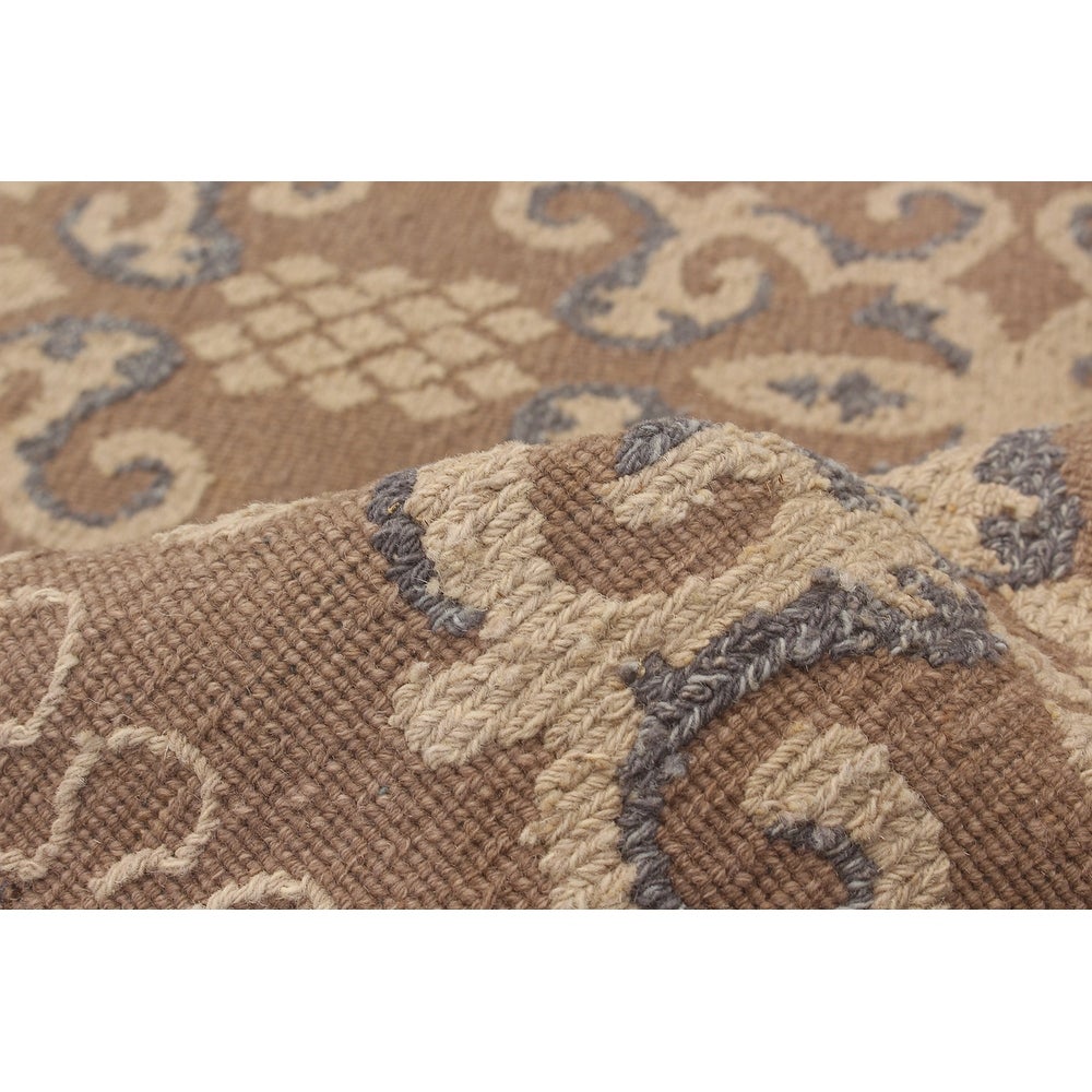 Flat-Weave Tamar Tan Wool Tapestry Kilim Rug