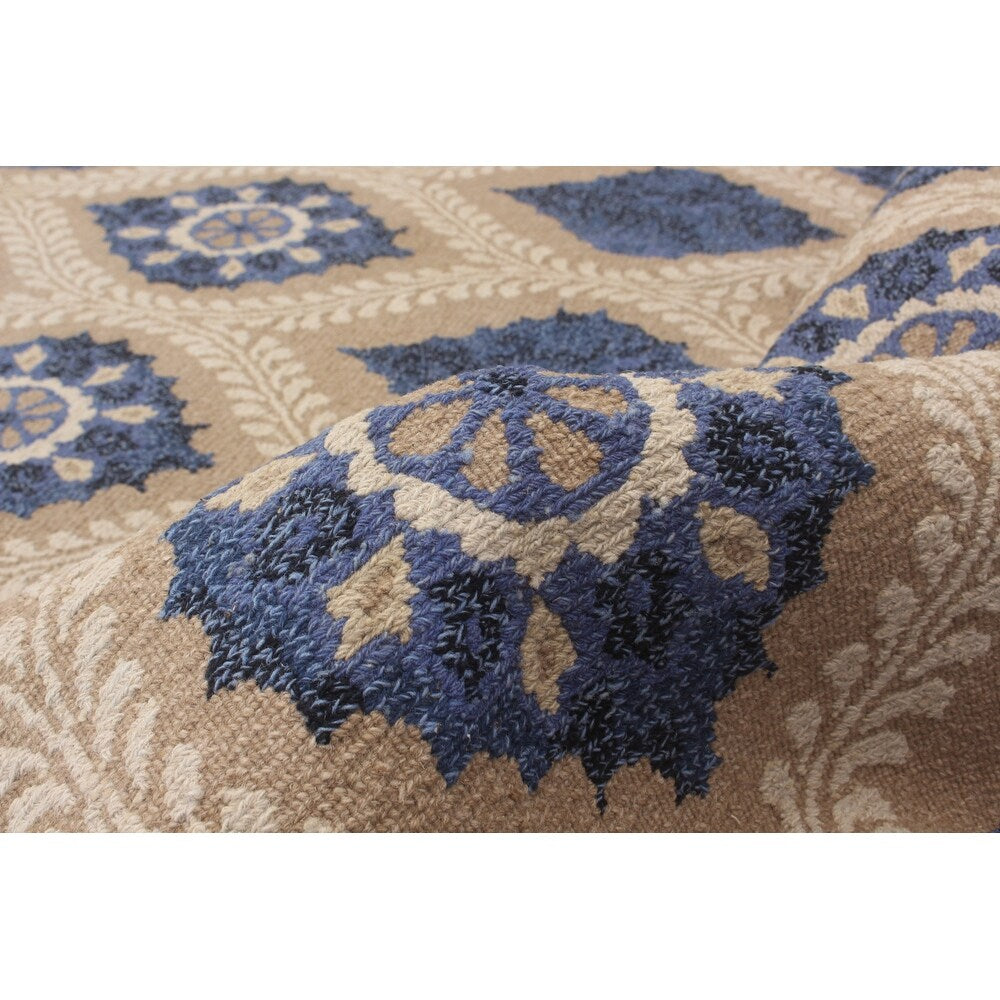 Flat-Weave Tamar II Blue Wool Tapestry Kilim