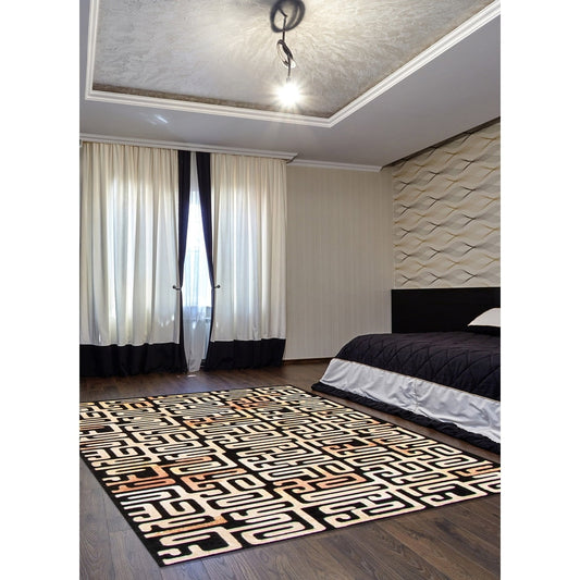 Black Ivory Gia Patterned Soft Rug