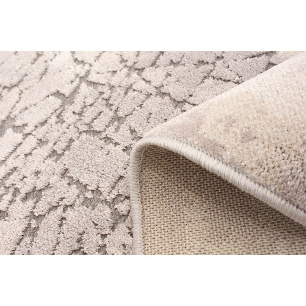 Grey Abstract Patterned Soft Rug