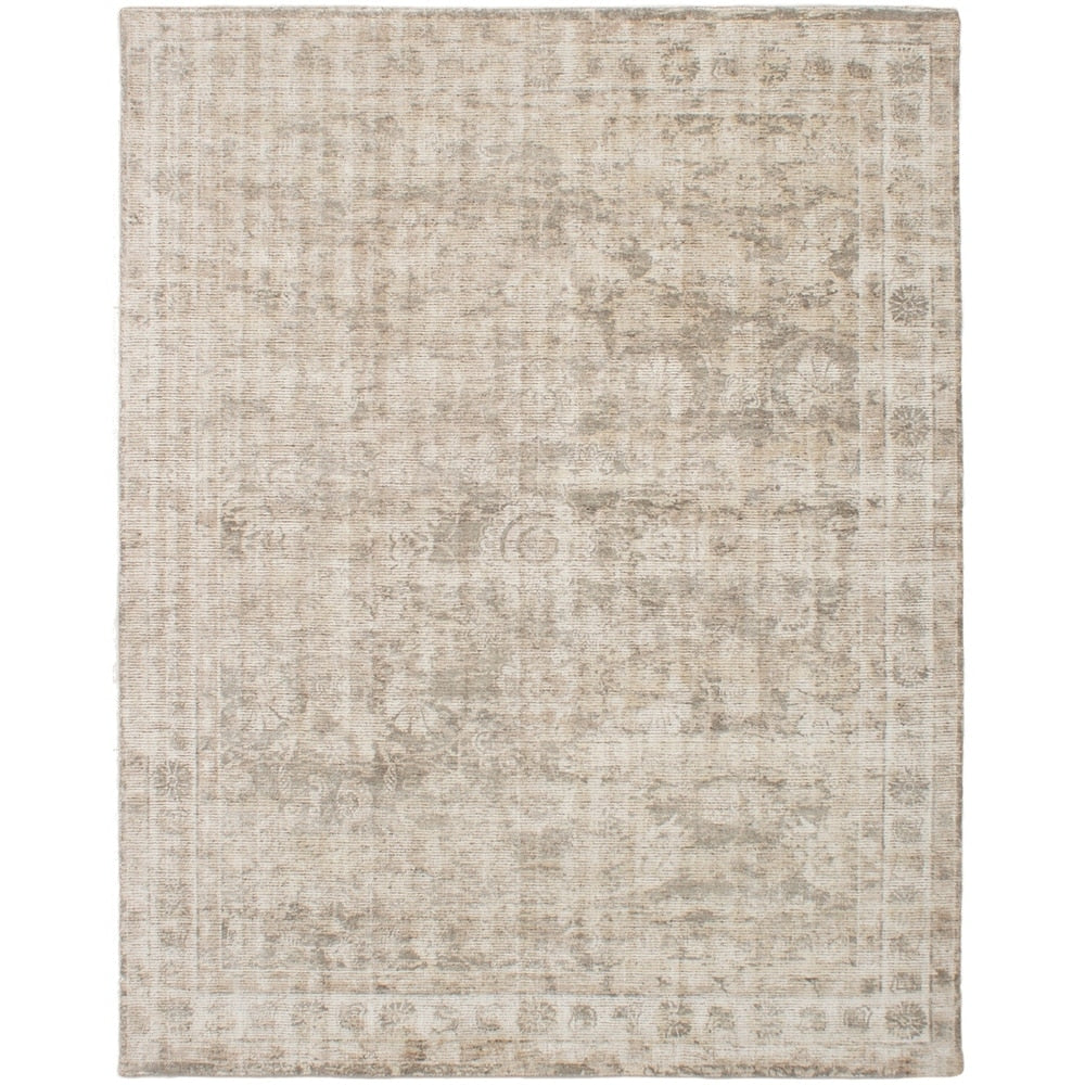 Hand Loomed Galleria Beige, Grey Silk Soft Rug