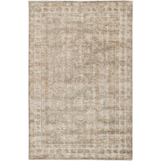 Hand Loomed Khaki Silk Soft Rug