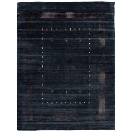 Hand Loomed Kashkuli Gabbeh Navy Wool Soft Rug