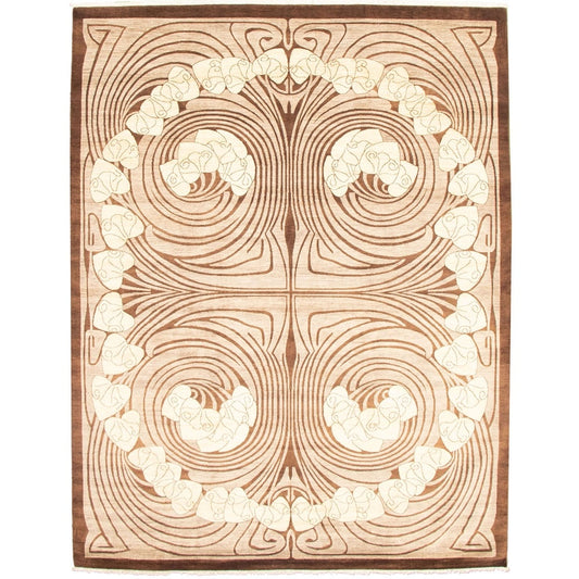 Hand-knotted 18/20 Pak Finest Beige, Brown Wool Soft Rug