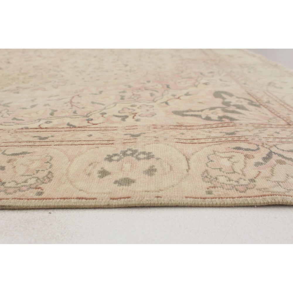 Hand-knotted Antalya Vintage Cream Wool Soft Rug