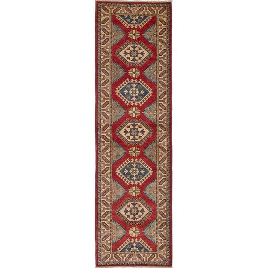 Hand-knotted Finest Gazni Cream, Burgundy Wool Soft Rug