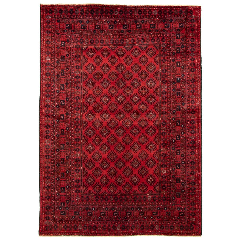 Hand-knotted Finest Khal Mohammadi Red Wool Soft Rug