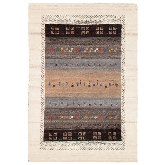 Hand-knotted Indian Gabbeh Cream Viscose Soft Rug