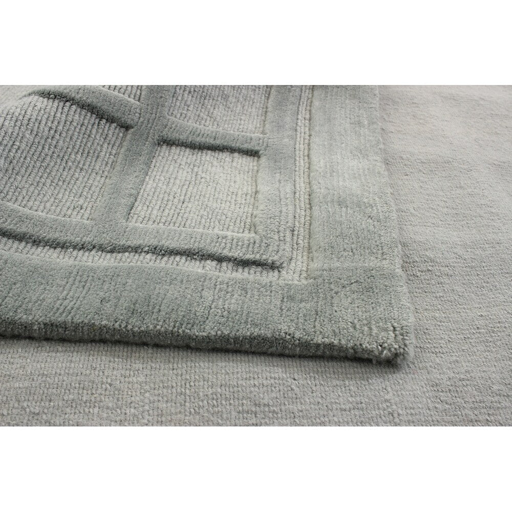 Hand-knotted Kathmandu Light Blue Wool Soft Rug