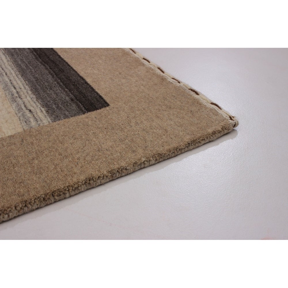 Hand-knotted Gabbeh Riz Beige, Brown Wool Soft Rug