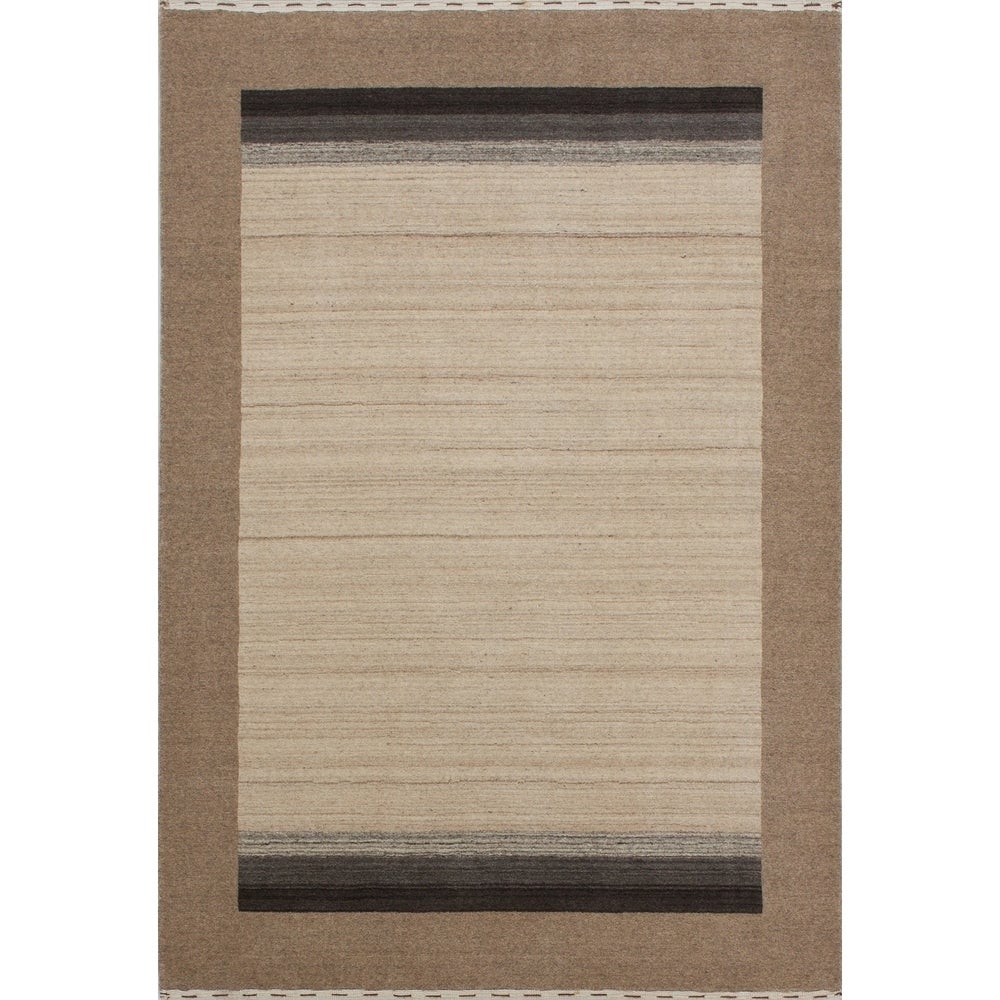 Hand-knotted Gabbeh Riz Beige, Brown Wool Soft Rug