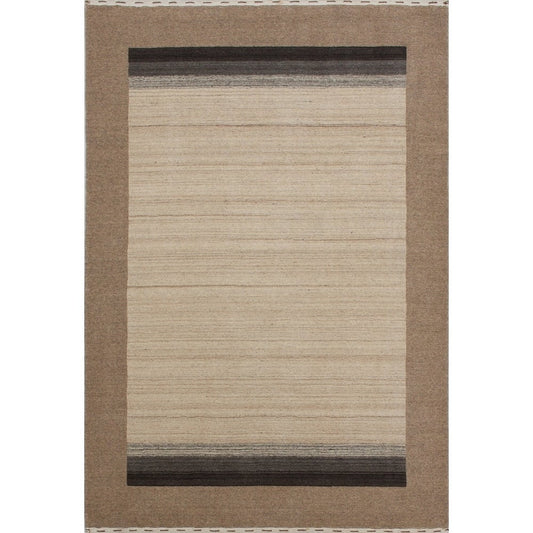 Hand-knotted Gabbeh Riz Beige, Brown Wool Soft Rug