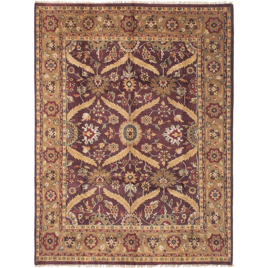 Hand-knotted Royal Mahal Dark Burgundy Wool Soft Rug