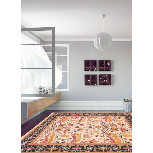 Premium Hand-knotted Heritage Cream Wool Soft Rug