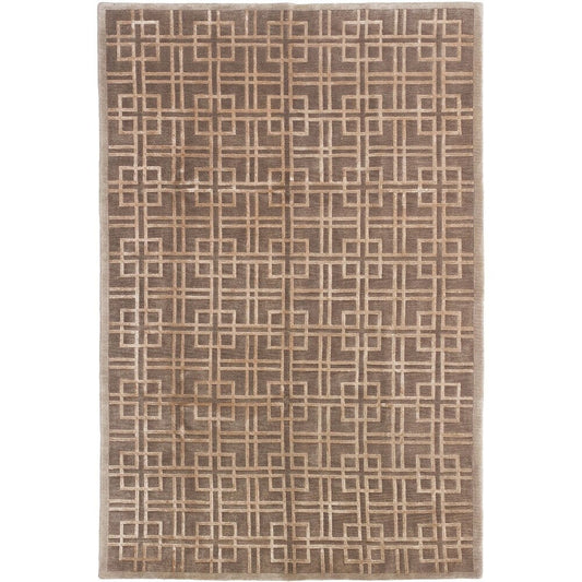 Hand-knotted Silk Touch Brown Silk, Wool Soft Rug