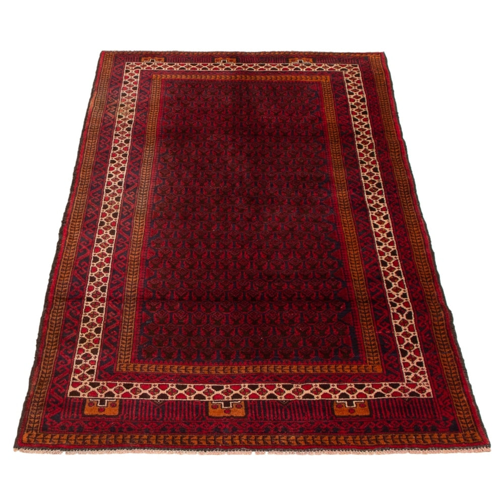 Hand-knotted Teimani Dark Red Wool Soft  Rug