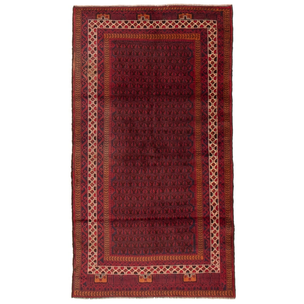 Hand-knotted Teimani Dark Red Wool Soft  Rug