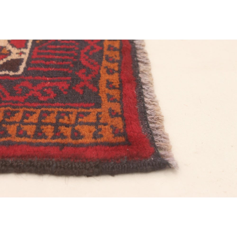 Hand-knotted Teimani Dark Red Wool Soft  Rug