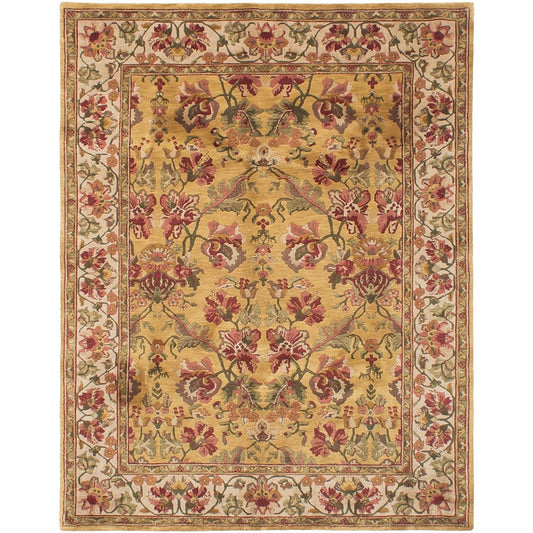 Hand-knotted Varanasi Light Brown Wool Soft Rug