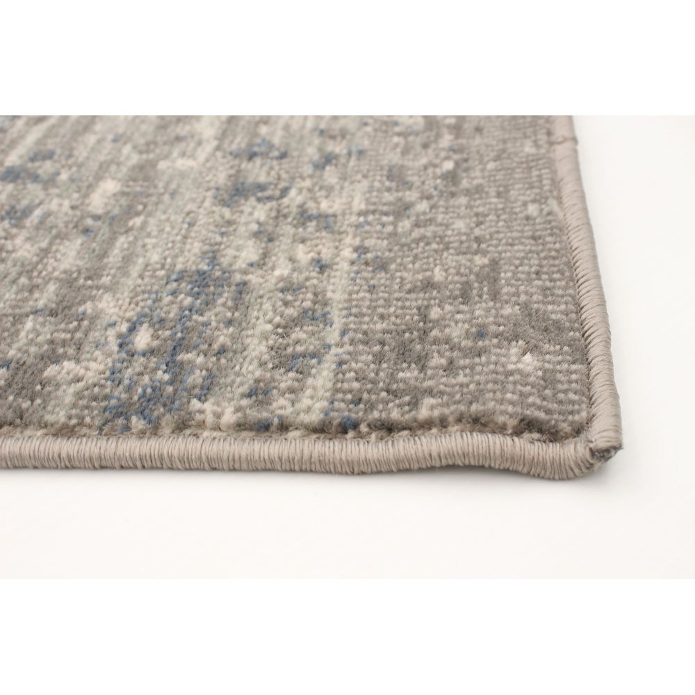 Trellis Distressed Blue Grey Soft Rug