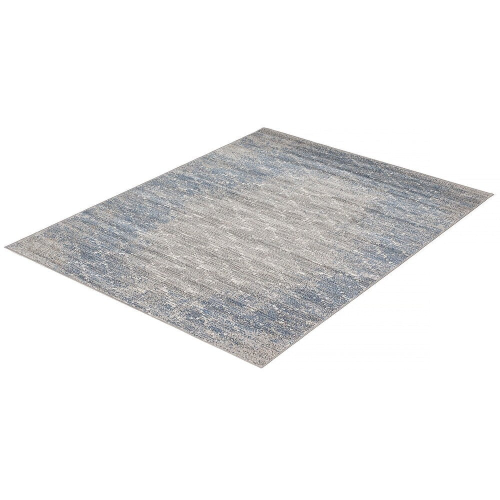 Trellis Distressed Blue Grey Soft Rug