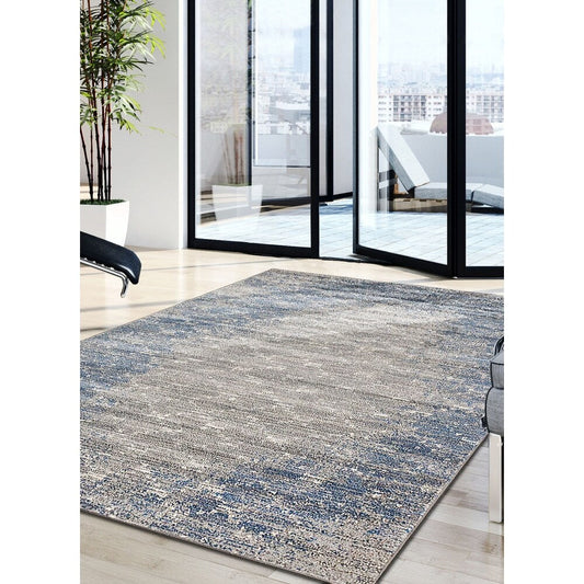 Trellis Distressed Blue Grey Soft Rug