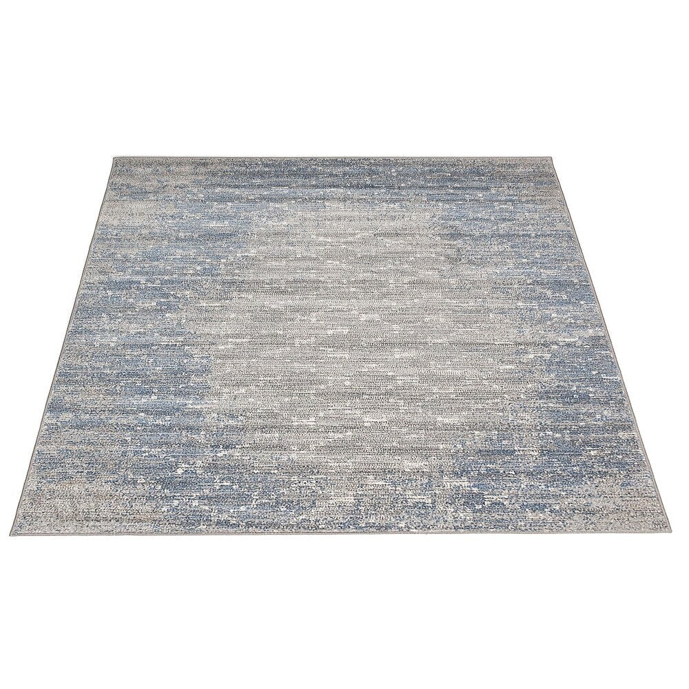 Trellis Distressed Blue Grey Soft Rug