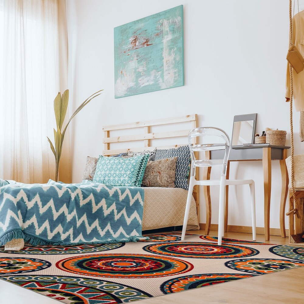 Multi Circles Indoor/ Outdoor Soft Rug