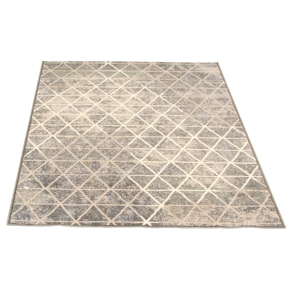 Diamond Ivory Grey Casual Soft Rug