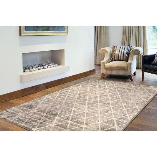 Diamond Ivory Grey Casual Soft Rug