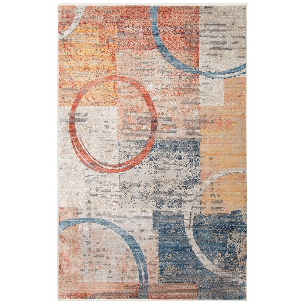 Taupe Multi Circles Casual Soft Rug