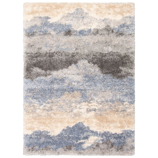 Cream Modern Contemporary Shag Area Rug