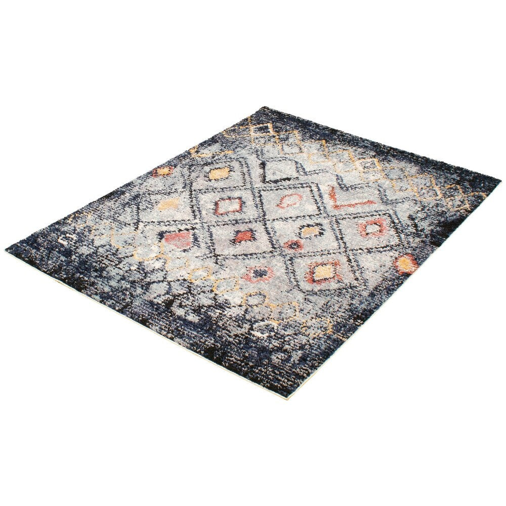 Diamond Pattern Navy Classic Soft Rug