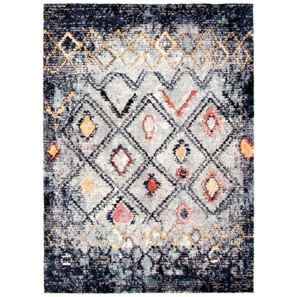 Diamond Pattern Navy Classic Soft Rug