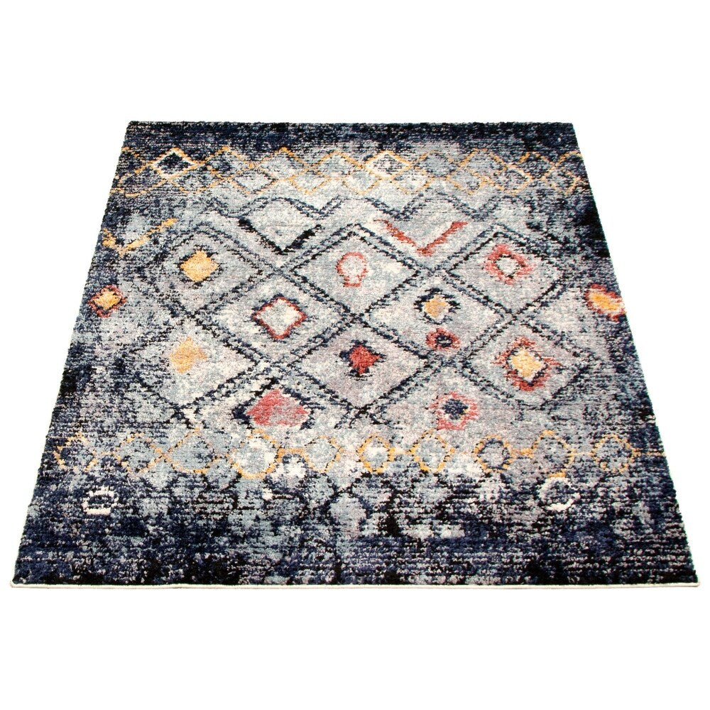 Diamond Pattern Navy Classic Soft Rug