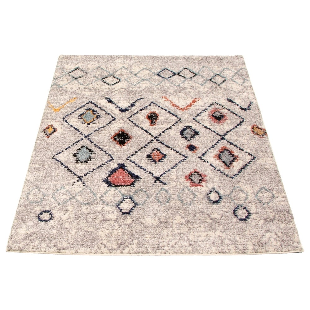 Diamond Pattern Navy Classic Soft Rug