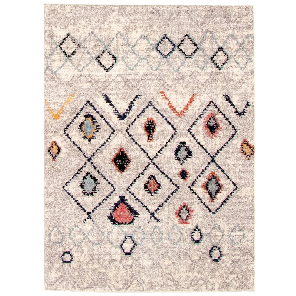 Diamond Pattern Navy Classic Soft Rug